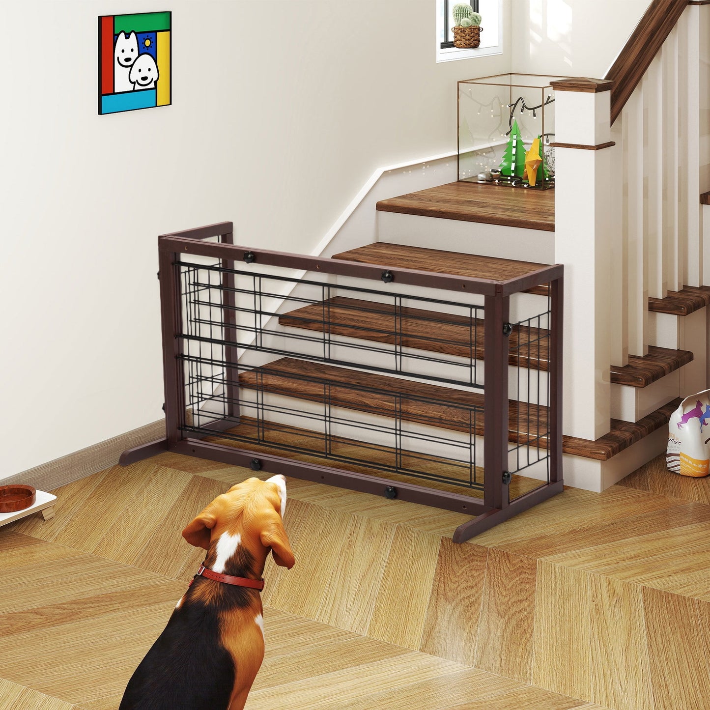 Freestanding Wood Pet Gate, 38"-71"