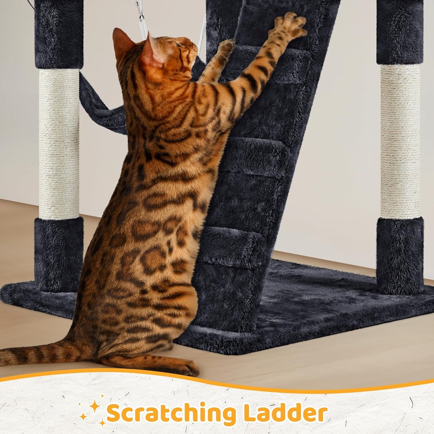 Luxury Lounge Meets Jungle Gym; 54In Cat Tree Cat Tower