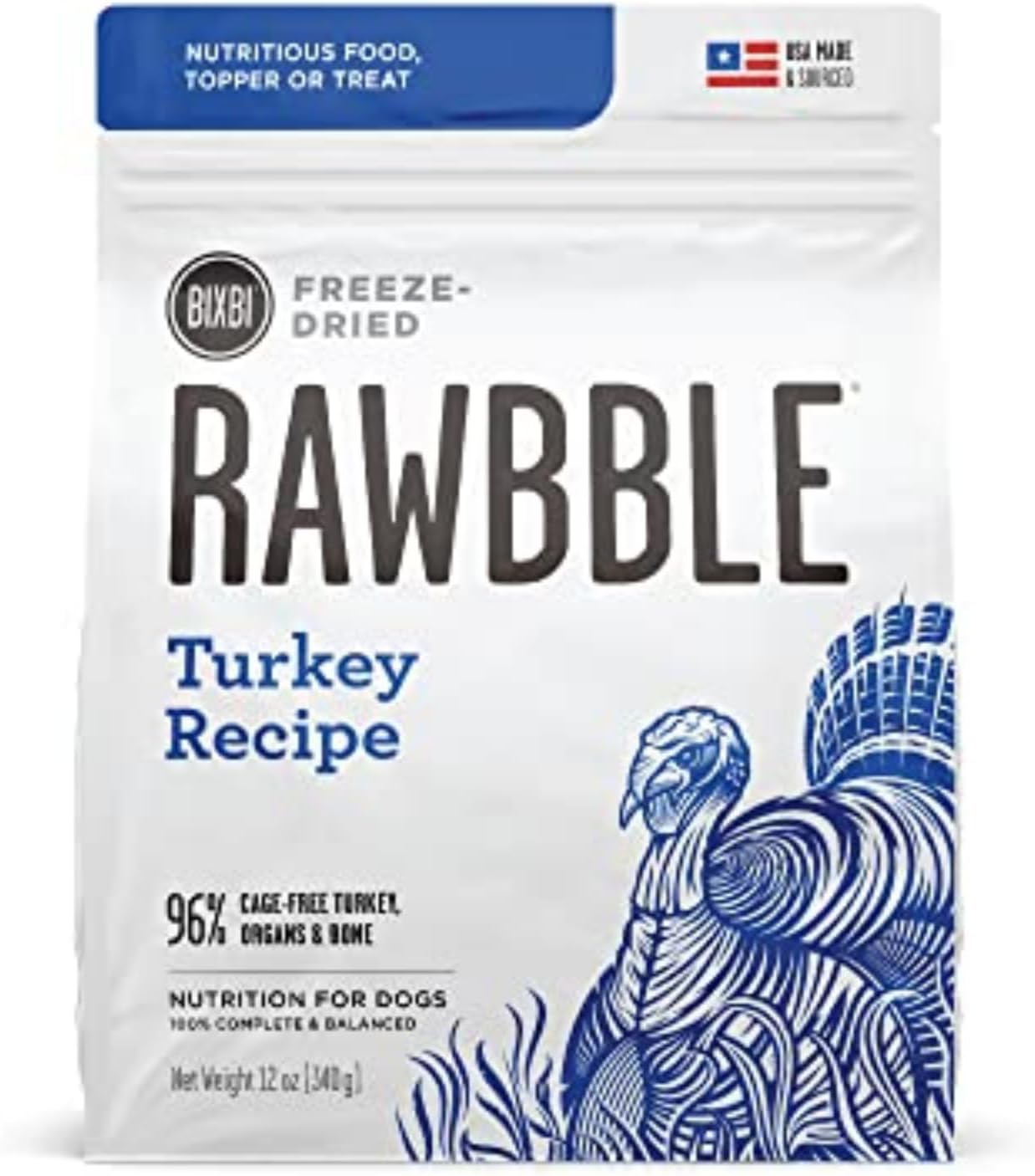 Rawbble Freeze Dried Dog Food, Beef Recipe, 12 Oz - 98% Meat and Organs, No Fillers - Pantry-Friendly Raw Dog Food for Meal, Treat or Food Topper - USA Made in Small Batches