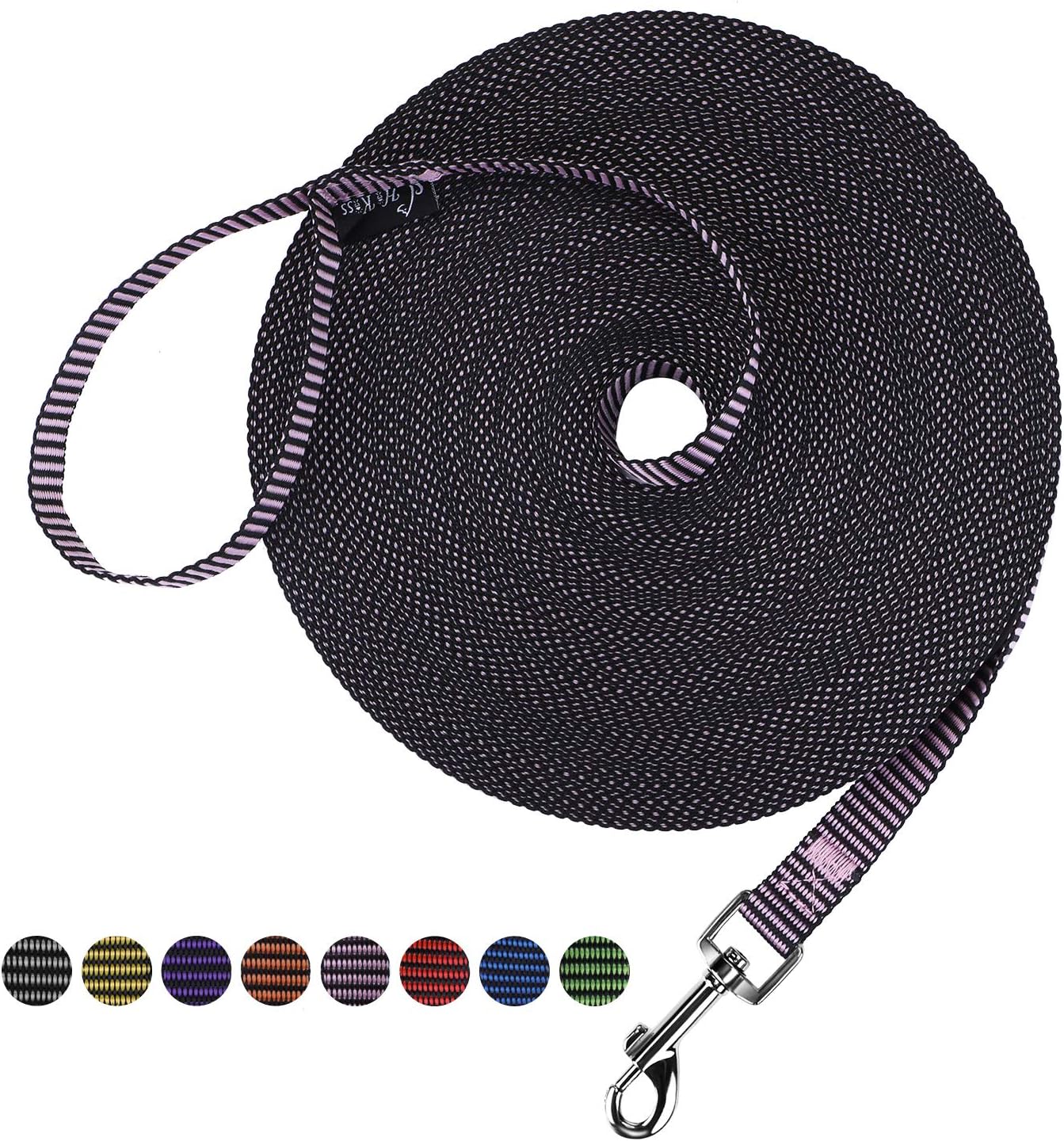Dog/Puppy Obedience Recall Training Agility Lead - 15Ft 20Ft 30Ft 50Ft 100Ft Training Leash - Great for Training, Play, Camping, or Backyard Purple 100 Feet