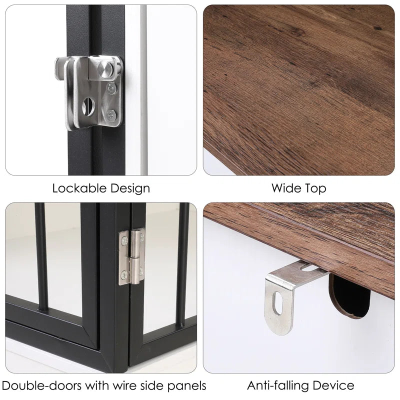 47.2" Modern Wooden Dog Crate Furniture