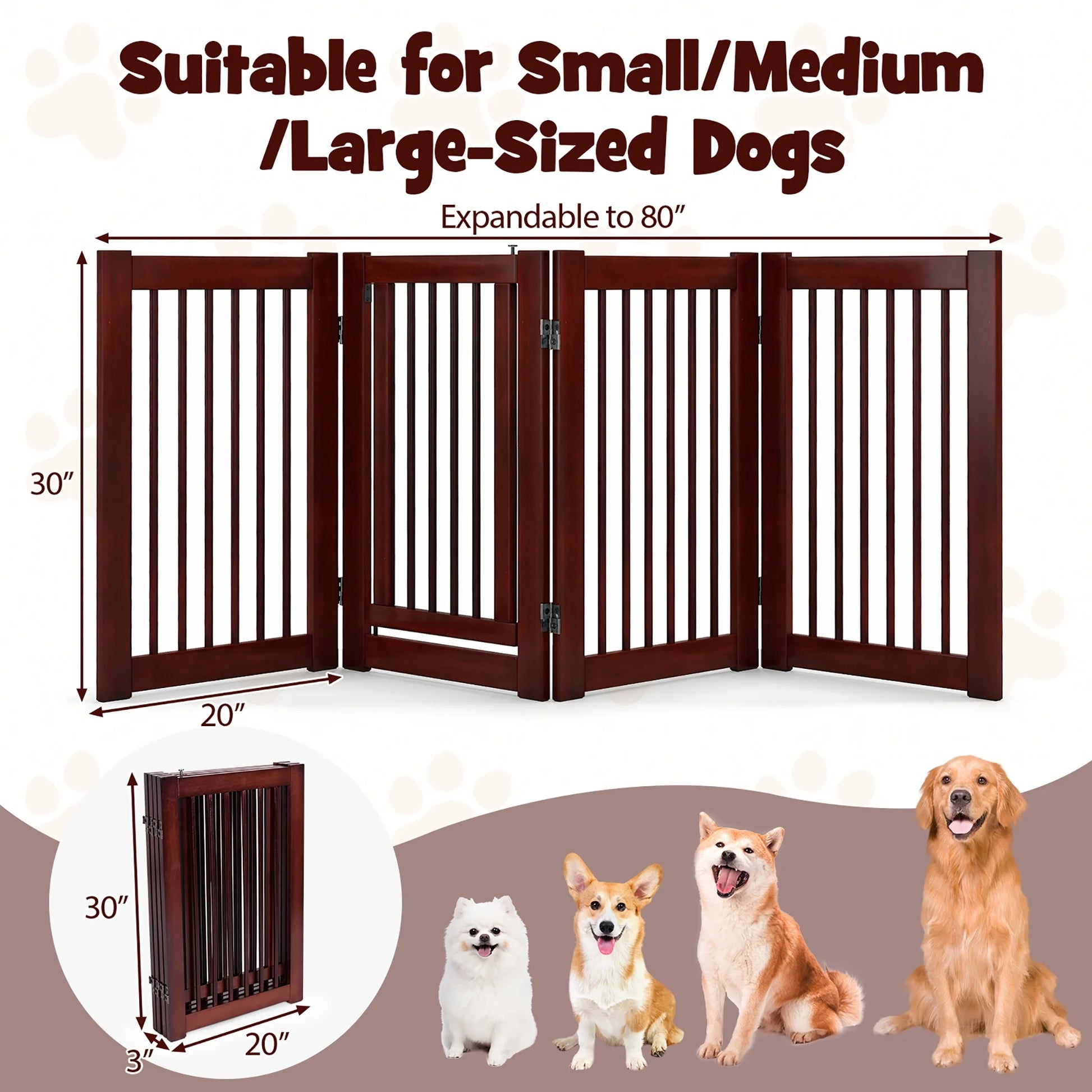 Freestanding Pet Gate 30'' Tall