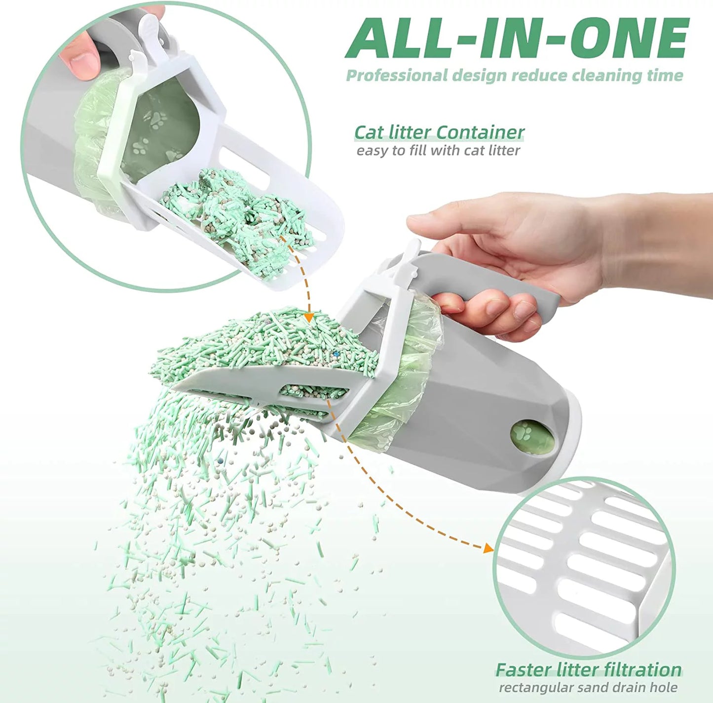 3-In-1 Cat Litter Scoop with 200 Refill Bags