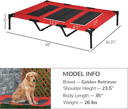 48" X 36" Elevated Dog Bed - Red
