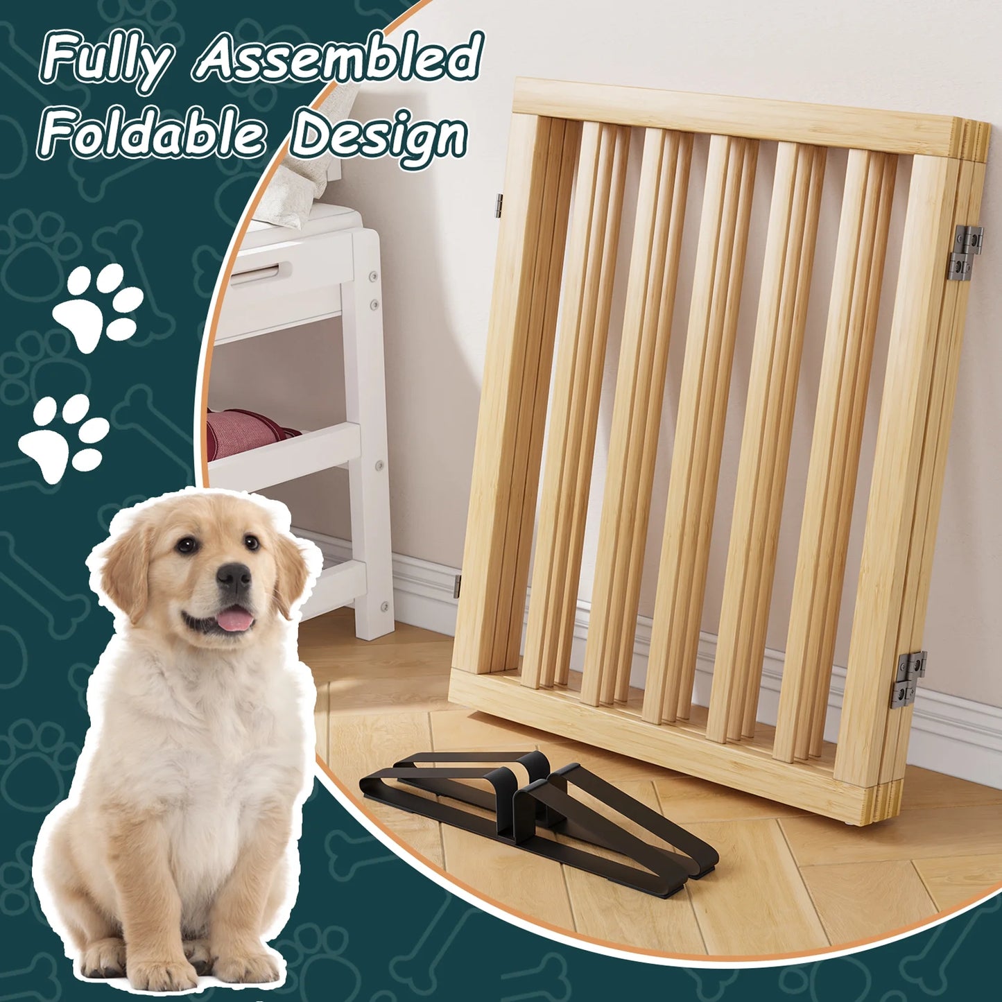 24" Freestanding Pet Gate for Indoor Doorways