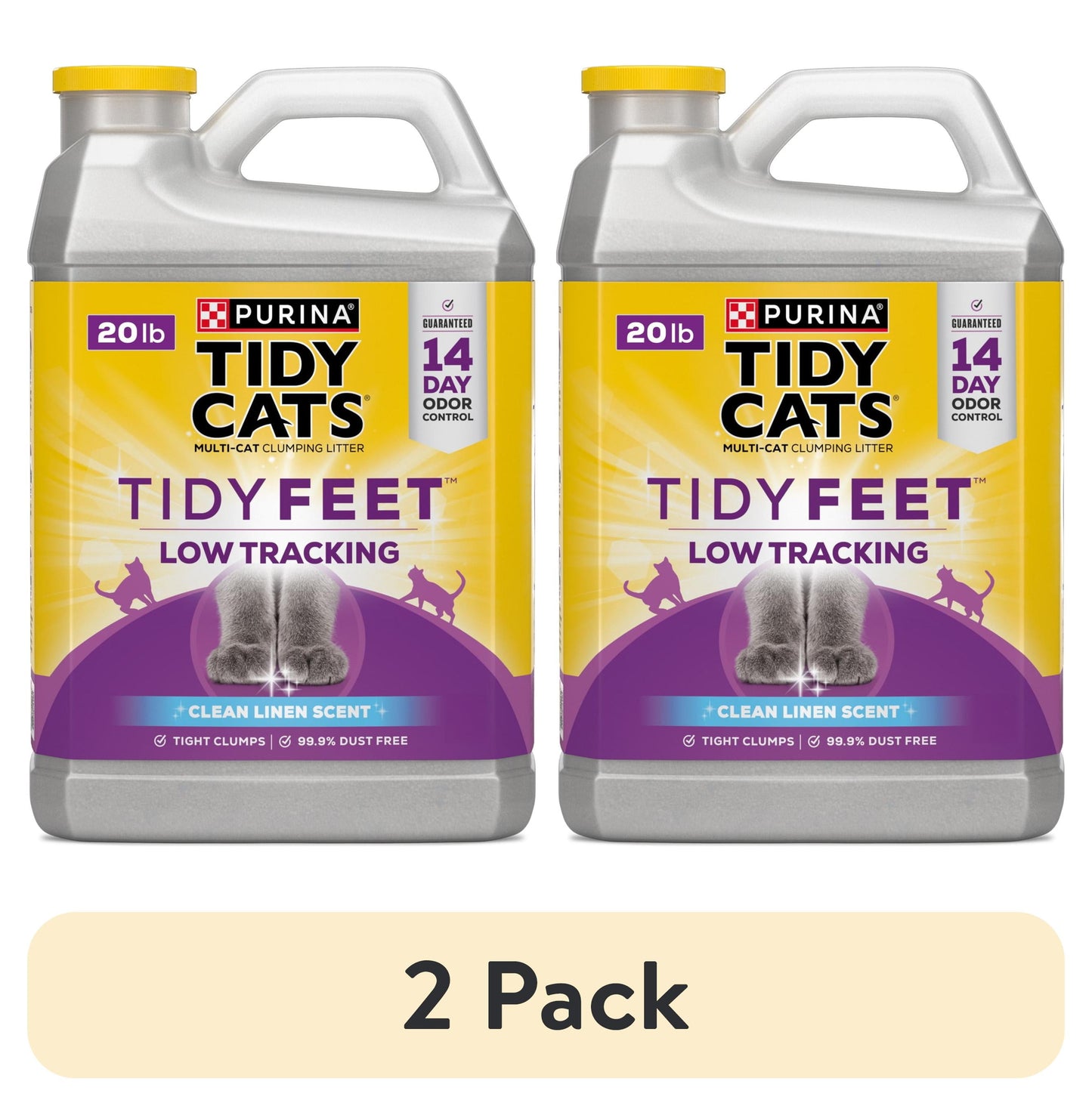 Purina Tidy Feet Clumping Cat Litter, Low Dust, 24/7 Odor Control, 20 Lb. Jug