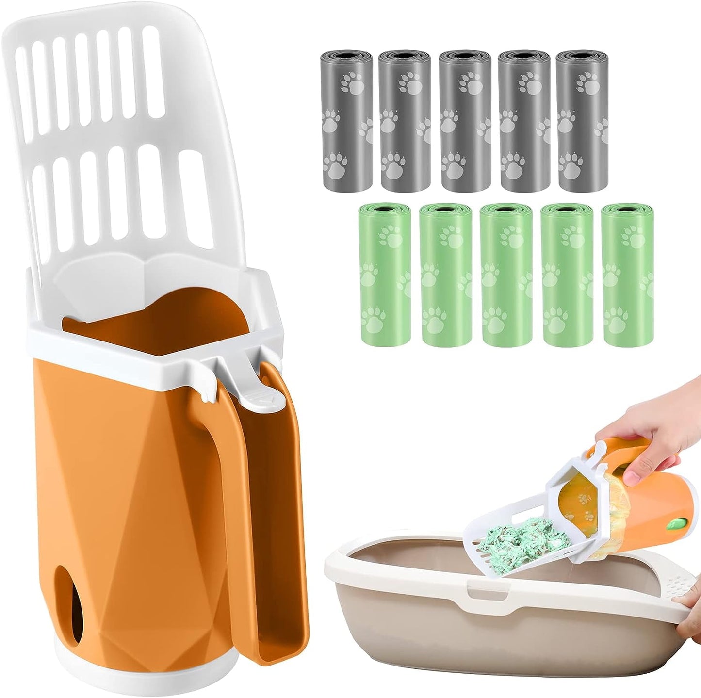 3-In-1 Cat Litter Scoop with 200 Refill Bags