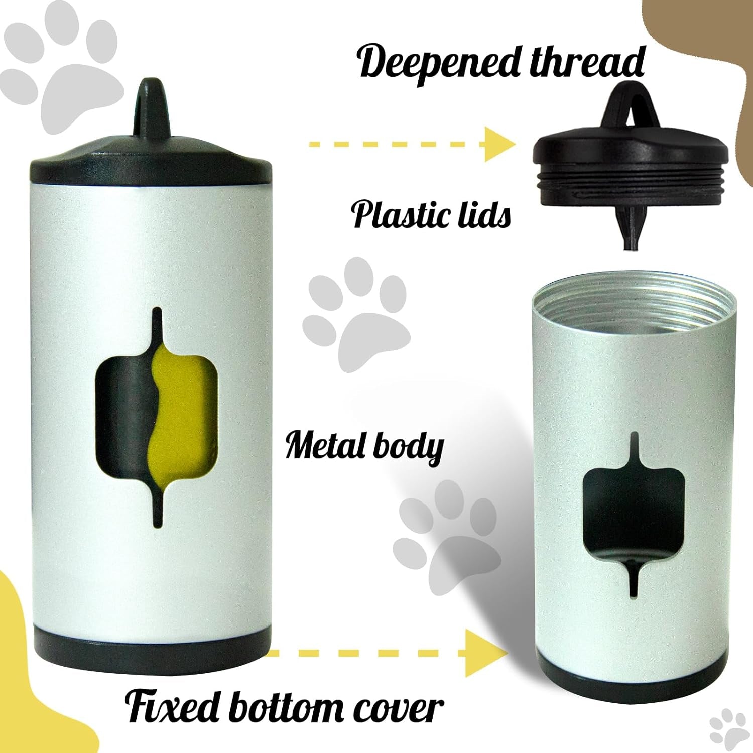 Metal Dog Poop Bag Holder W/Leash Clip