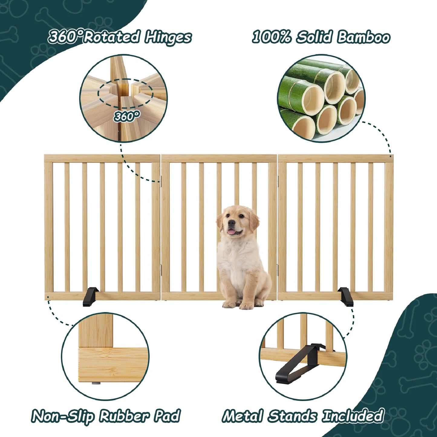 24" Freestanding Pet Gate for Indoor Doorways