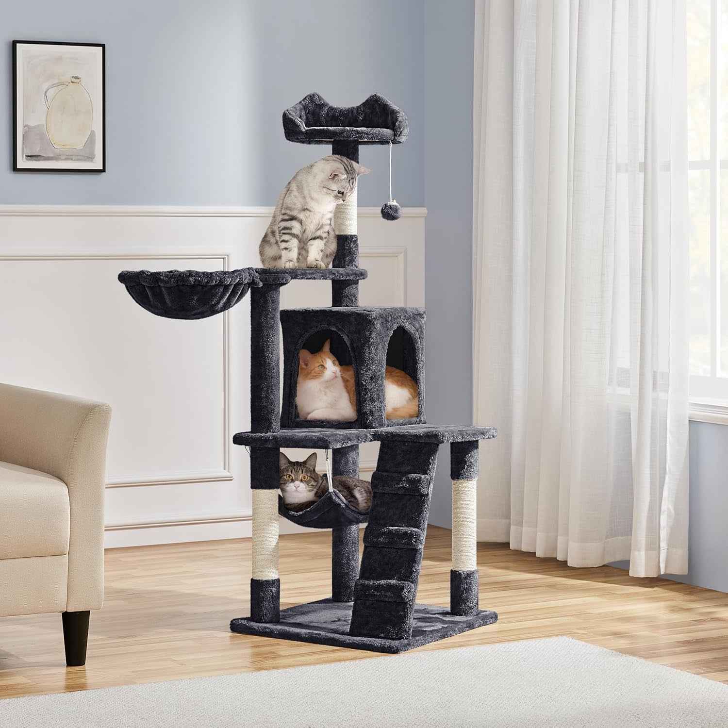  Luxury Lounge Meets Jungle Gym;  54In Cat Tree Cat Tower
