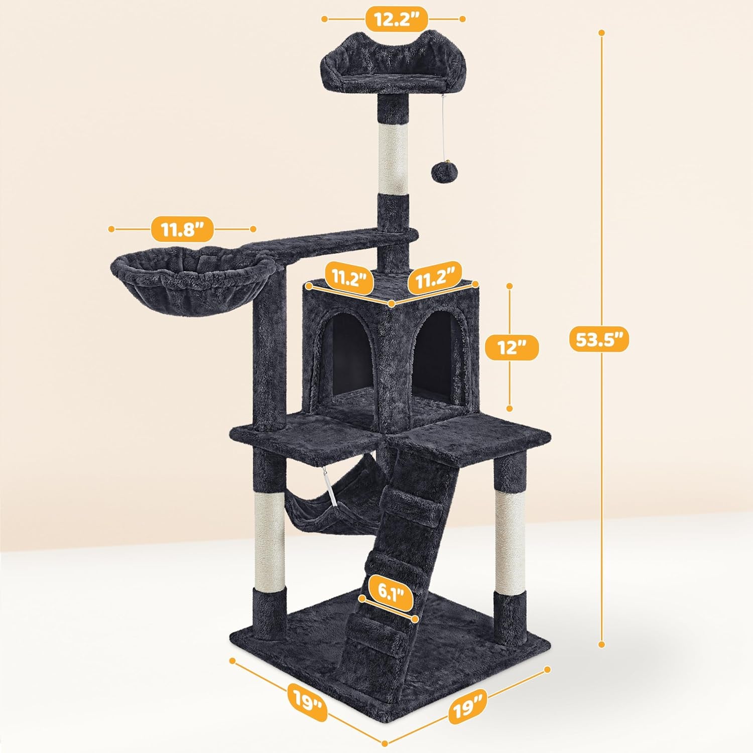  Luxury Lounge Meets Jungle Gym;  54In Cat Tree Cat Tower