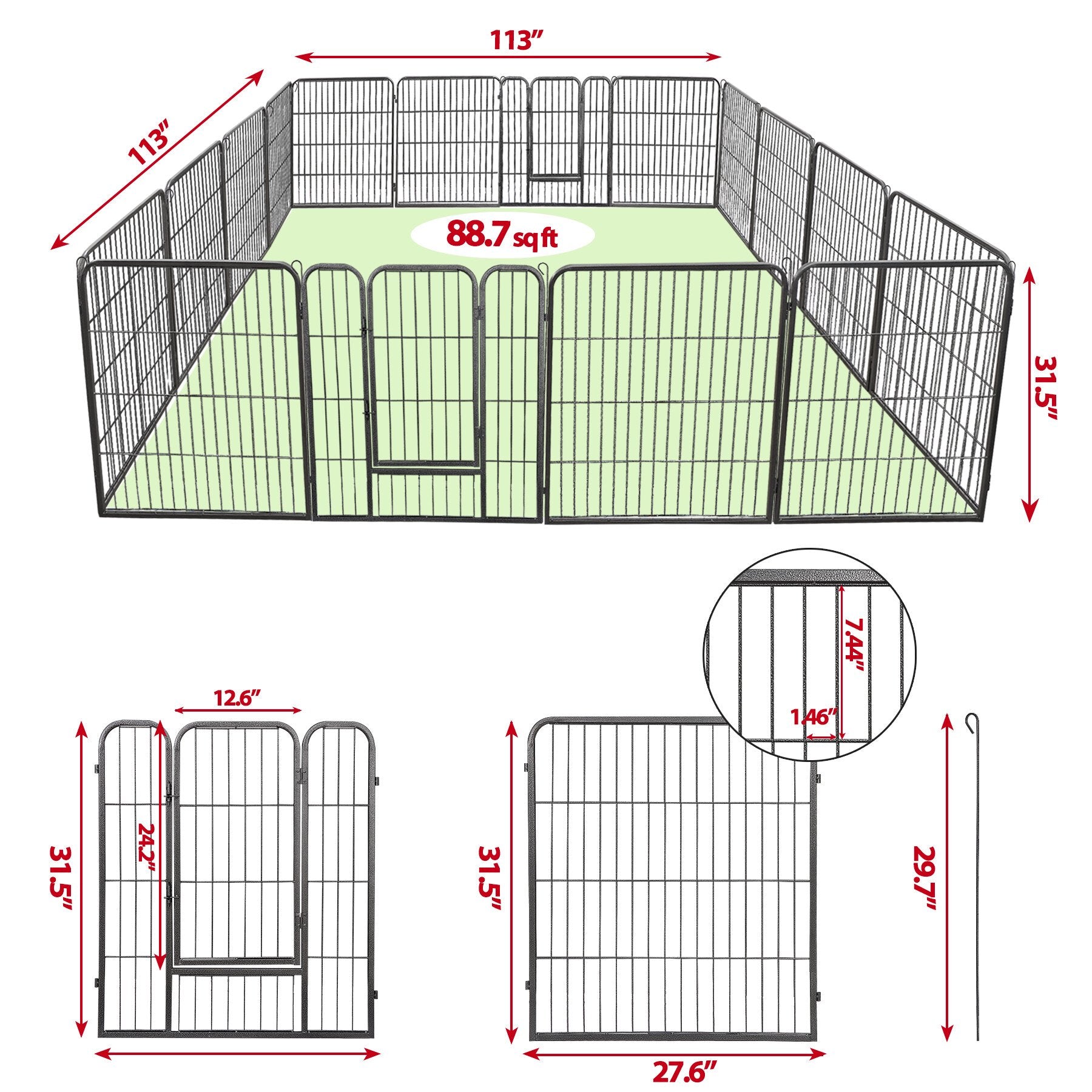 Metal Exercise Pen W/ Doors
