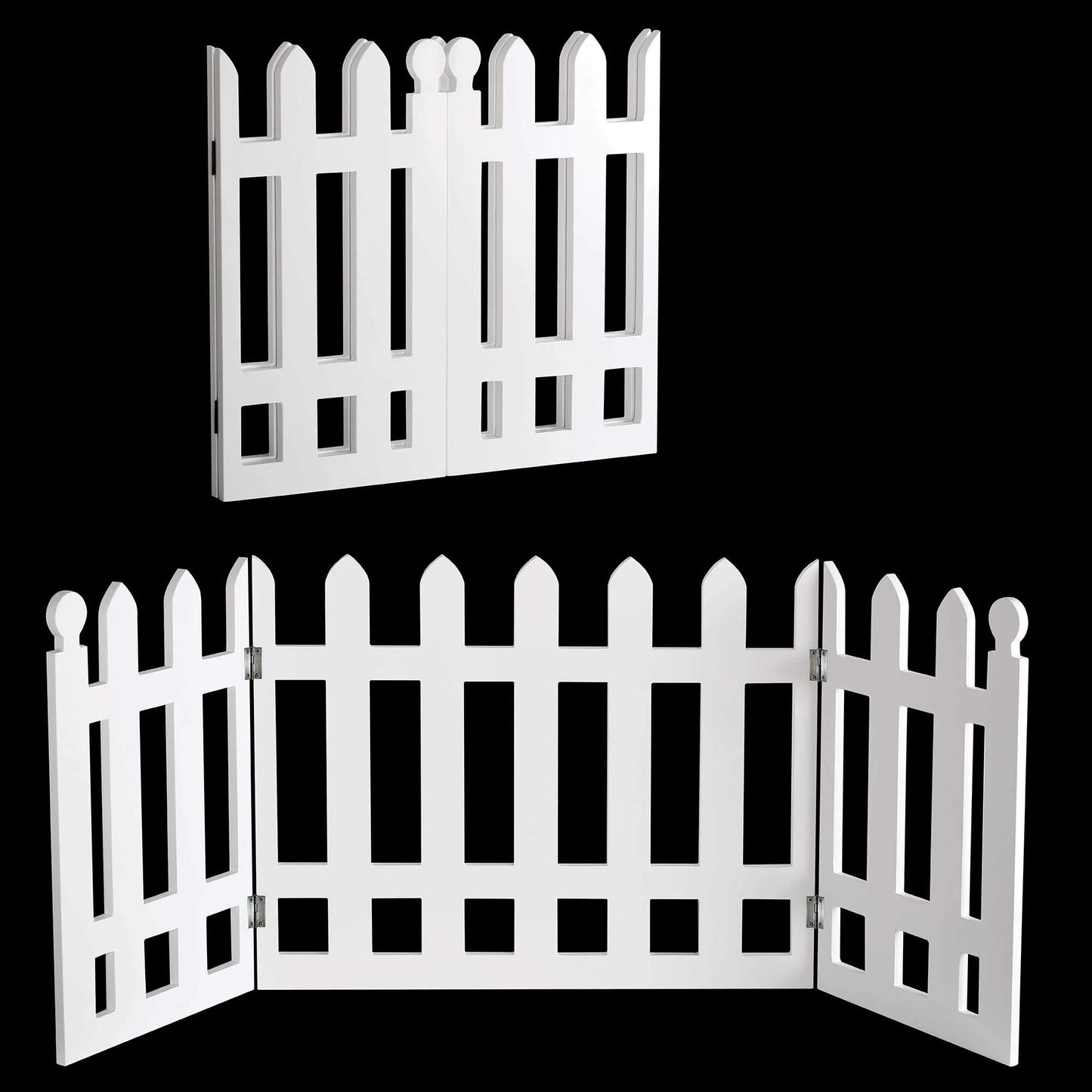 White Picket Fence Freestanding Pet Gate, 19"H x 42" W
