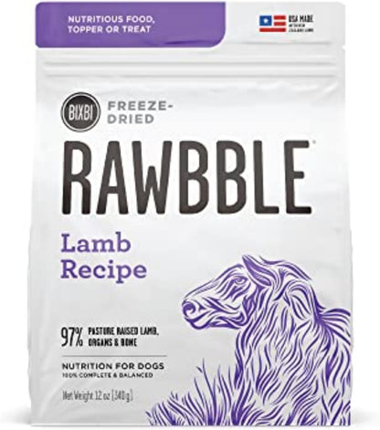 Rawbble Freeze Dried Dog Food, Beef Recipe, 12 Oz - 98% Meat and Organs, No Fillers - Pantry-Friendly Raw Dog Food for Meal, Treat or Food Topper - USA Made in Small Batches
