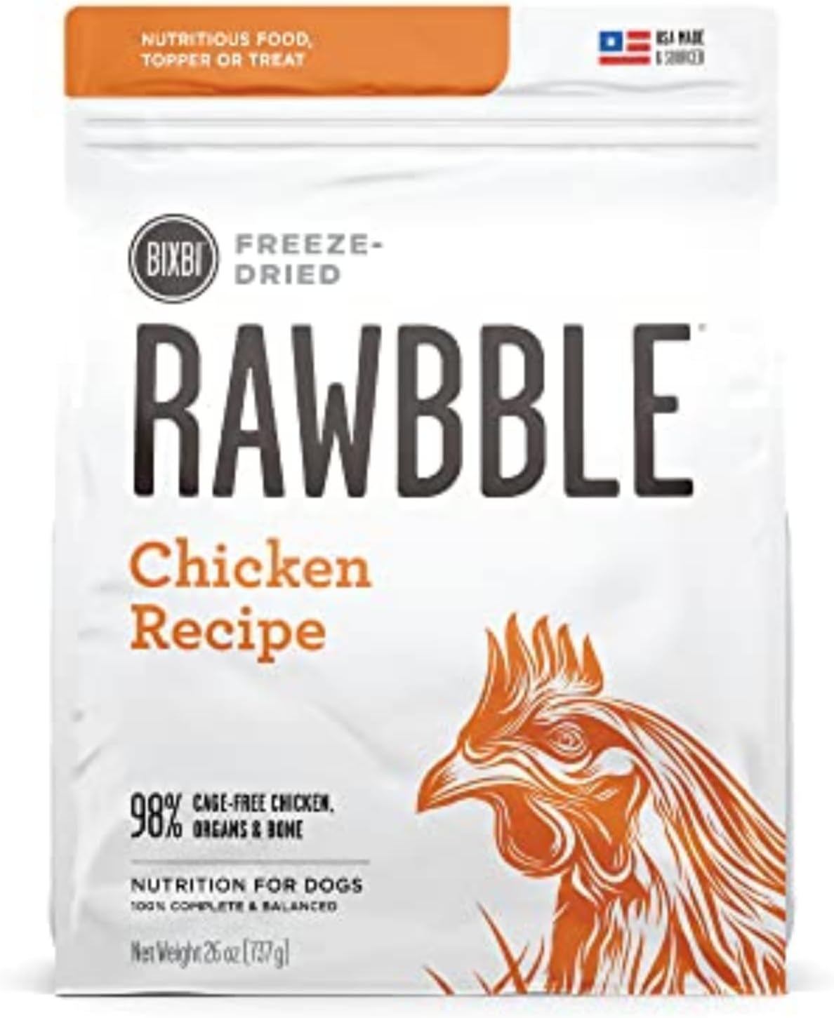Rawbble Freeze Dried Dog Food, Beef Recipe, 12 Oz - 98% Meat and Organs, No Fillers - Pantry-Friendly Raw Dog Food for Meal, Treat or Food Topper - USA Made in Small Batches