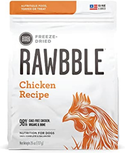 Rawbble Freeze Dried Dog Food, Beef Recipe, 12 Oz - 98% Meat and Organs, No Fillers - Pantry-Friendly Raw Dog Food for Meal, Treat or Food Topper - USA Made in Small Batches