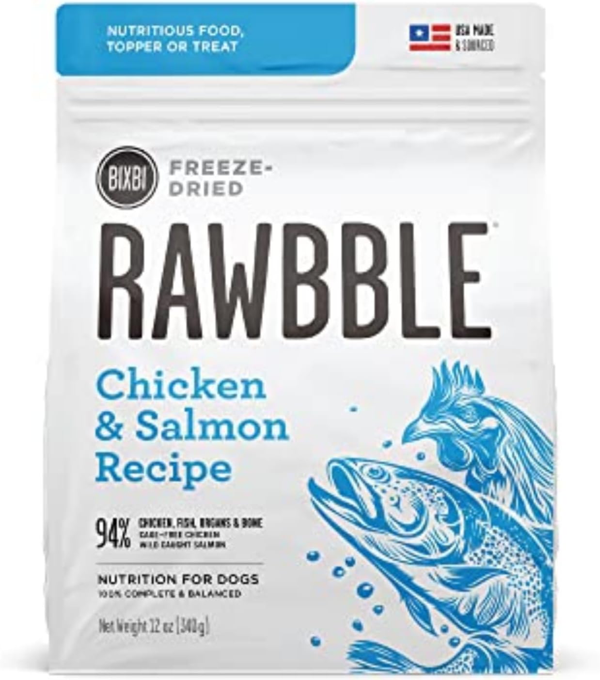 Rawbble Freeze Dried Dog Food, Beef Recipe, 12 Oz - 98% Meat and Organs, No Fillers - Pantry-Friendly Raw Dog Food for Meal, Treat or Food Topper - USA Made in Small Batches
