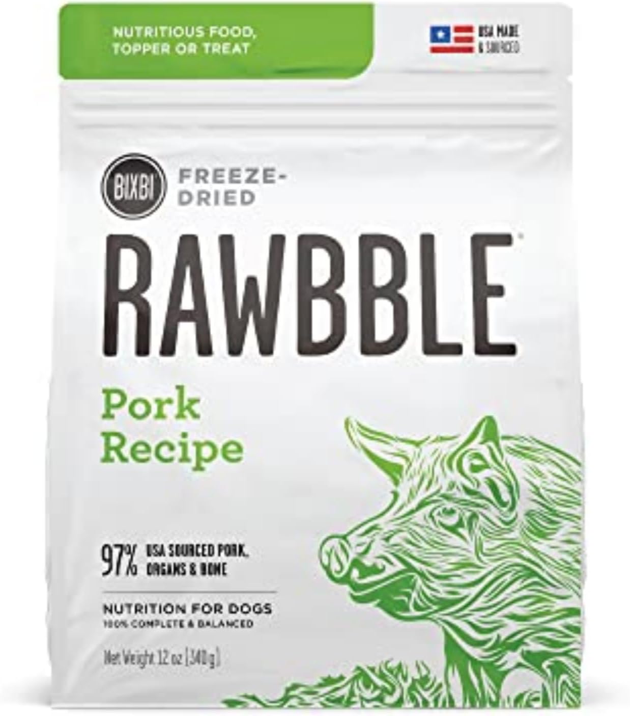Rawbble Freeze Dried Dog Food, Beef Recipe, 12 Oz - 98% Meat and Organs, No Fillers - Pantry-Friendly Raw Dog Food for Meal, Treat or Food Topper - USA Made in Small Batches