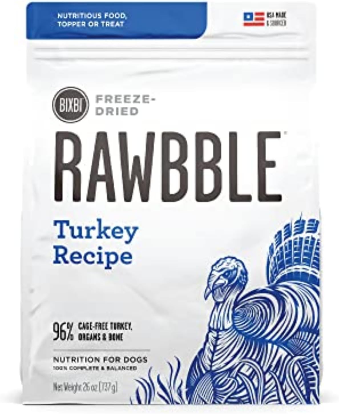 Rawbble Freeze Dried Dog Food, Beef Recipe, 12 Oz - 98% Meat and Organs, No Fillers - Pantry-Friendly Raw Dog Food for Meal, Treat or Food Topper - USA Made in Small Batches