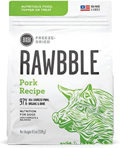 Rawbble Freeze Dried Dog Food, Beef Recipe, 12 Oz - 98% Meat and Organs, No Fillers - Pantry-Friendly Raw Dog Food for Meal, Treat or Food Topper - USA Made in Small Batches