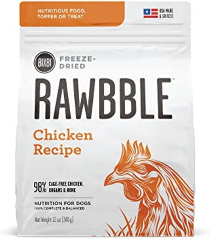 Rawbble Freeze Dried Dog Food, Beef Recipe, 12 Oz - 98% Meat and Organs, No Fillers - Pantry-Friendly Raw Dog Food for Meal, Treat or Food Topper - USA Made in Small Batches