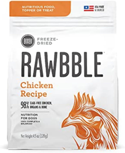 Rawbble Freeze Dried Dog Food, Beef Recipe, 12 Oz - 98% Meat and Organs, No Fillers - Pantry-Friendly Raw Dog Food for Meal, Treat or Food Topper - USA Made in Small Batches
