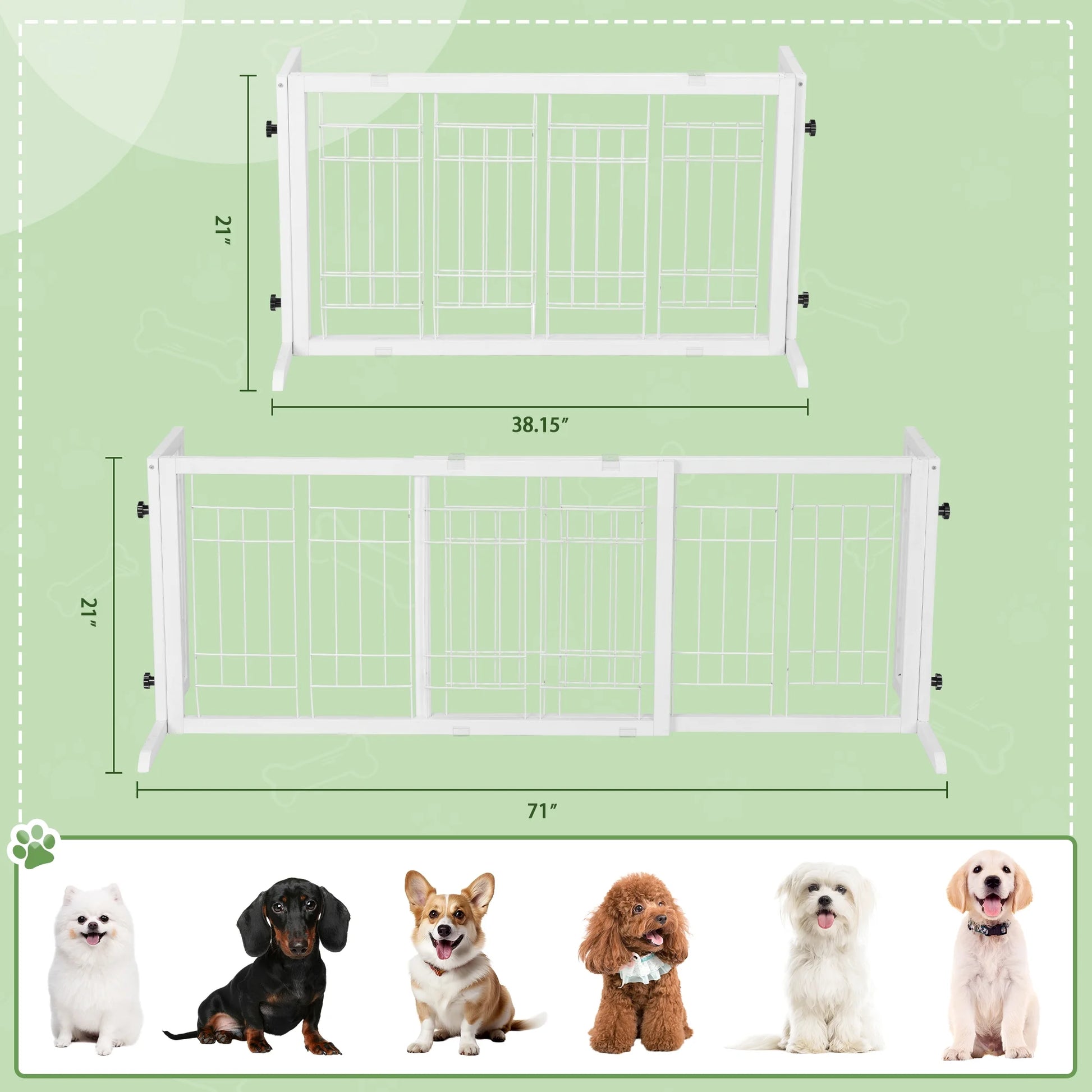 Freestanding Wood Pet Gate, 38"-71"