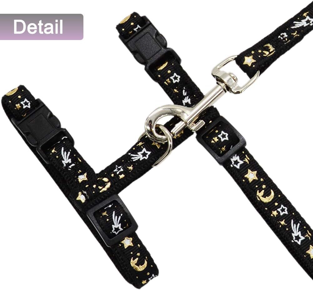 Cat Harness and Leash Set - Golden Moon and Stars