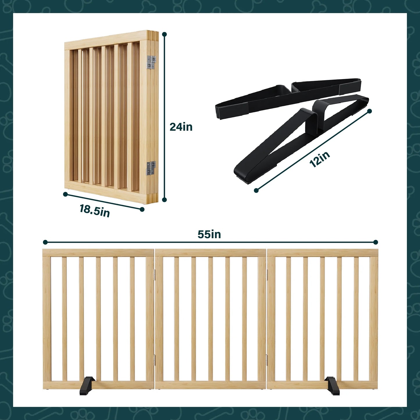 24" Freestanding Pet Gate for Indoor Doorways
