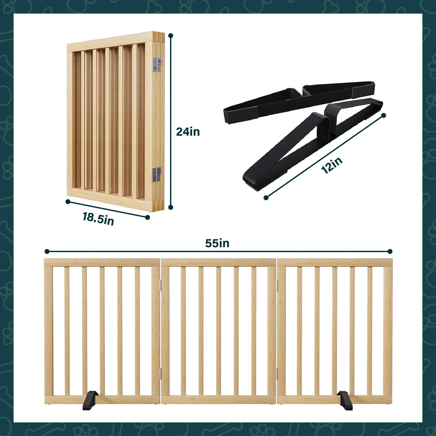 24" Freestanding Pet Gate for Indoor Doorways