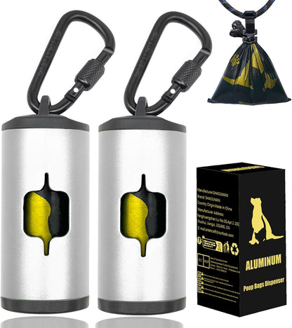 Metal Dog Poop Bag Holder W/Leash Clip