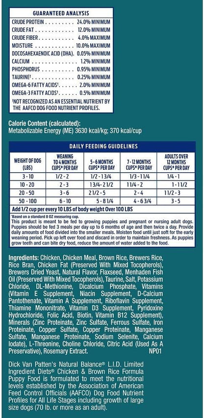 Natural Balance LID Dry Dog Food; Puppy