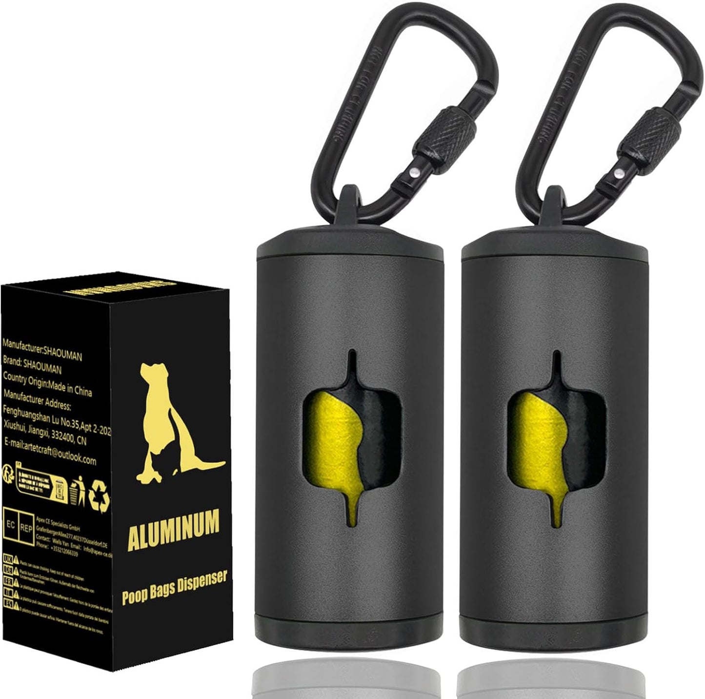 Metal Dog Poop Bag Holder W/Leash Clip