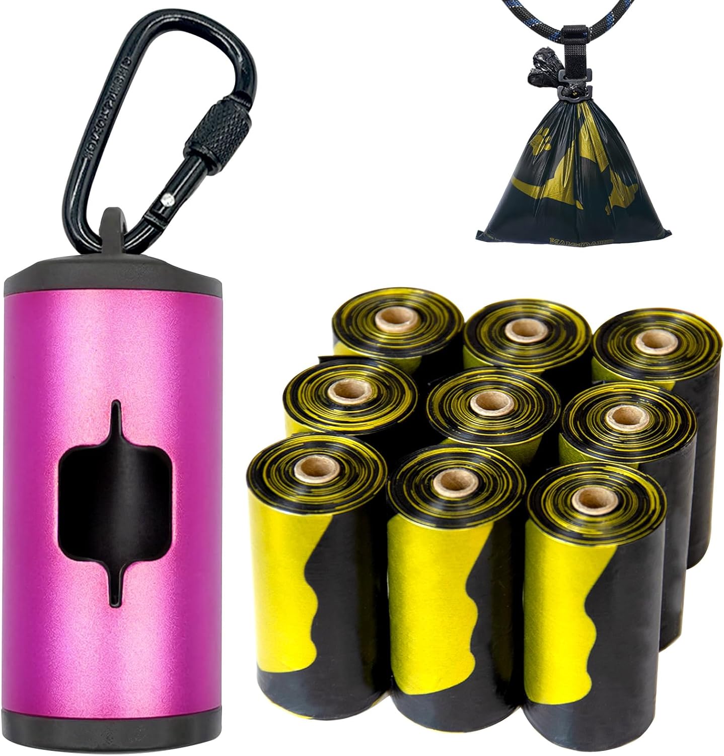 Metal Dog Poop Bag Holder W/Leash Clip