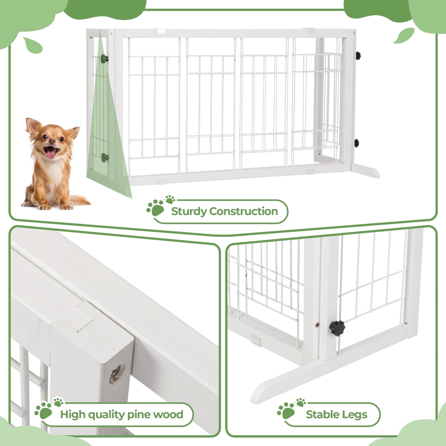 Freestanding Wood Pet Gate, 38"-71"
