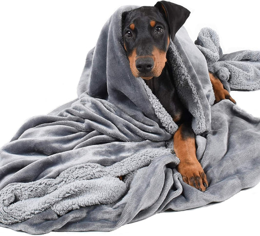 Dog Blankets for Large Dogs, Soft Fluffy Fleece Pet Blankets for Couch, Sofa, Dog Beds, Car Seats, Creat, Washable, 50X60 Inches, Black
