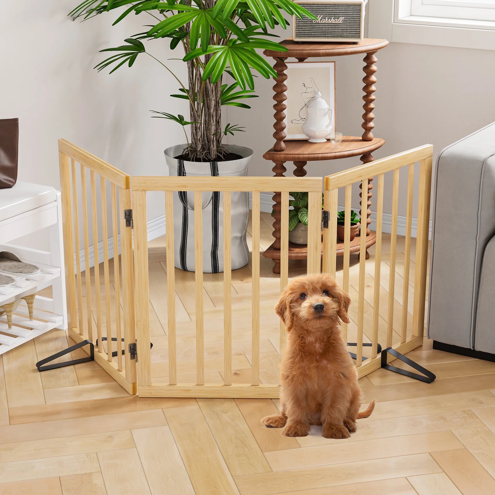 24" Freestanding Pet Gate for Indoor Doorways