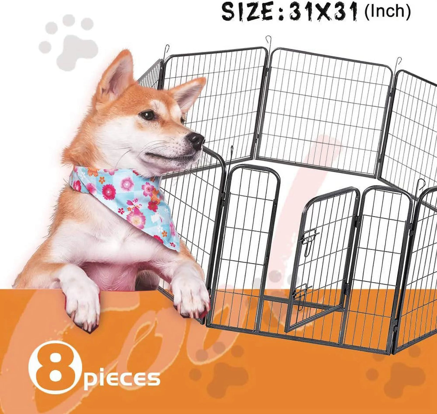 Foldable Metal Dog Pen, 32" Height