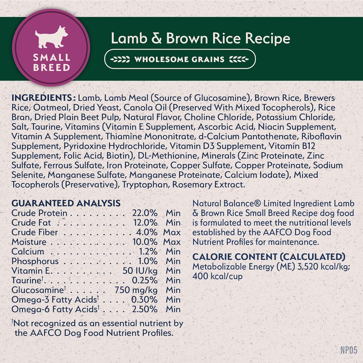 Natural Balance LID Dry Dog Food; Small Breeds