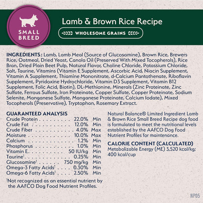 Natural Balance LID Dry Dog Food; Small Breeds