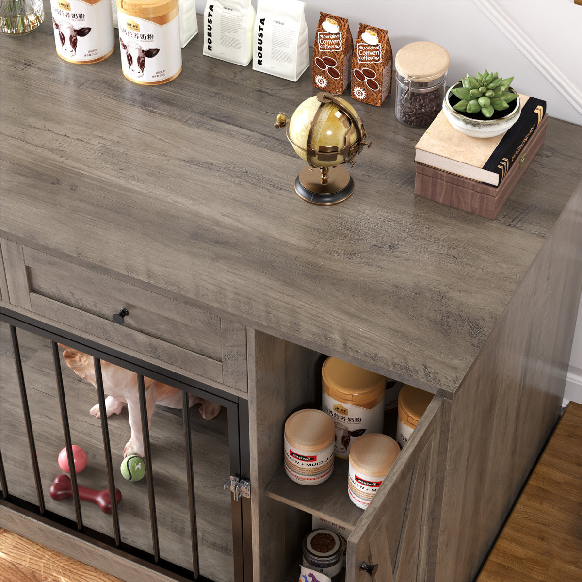 47.2" Modern Wooden Dog Crate Furniture