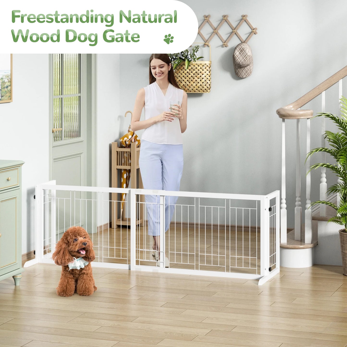 Freestanding Wood Pet Gate, 38"-71"