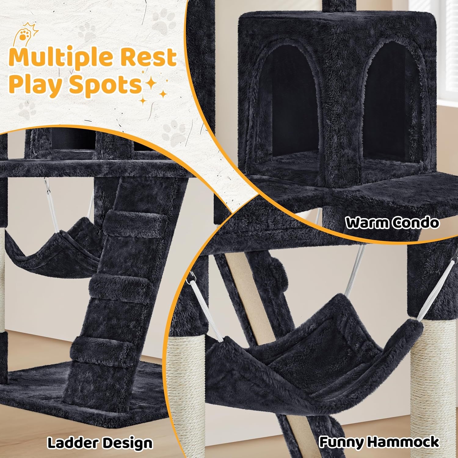  Luxury Lounge Meets Jungle Gym;  54In Cat Tree Cat Tower