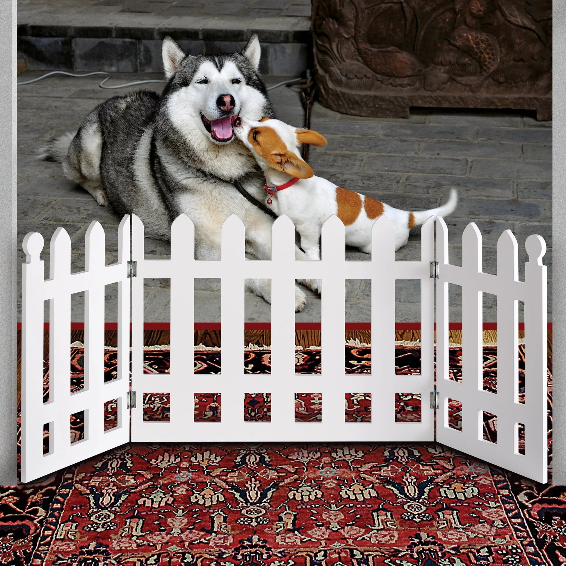 White Picket Fence Freestanding Pet Gate, 19"H x 42" W