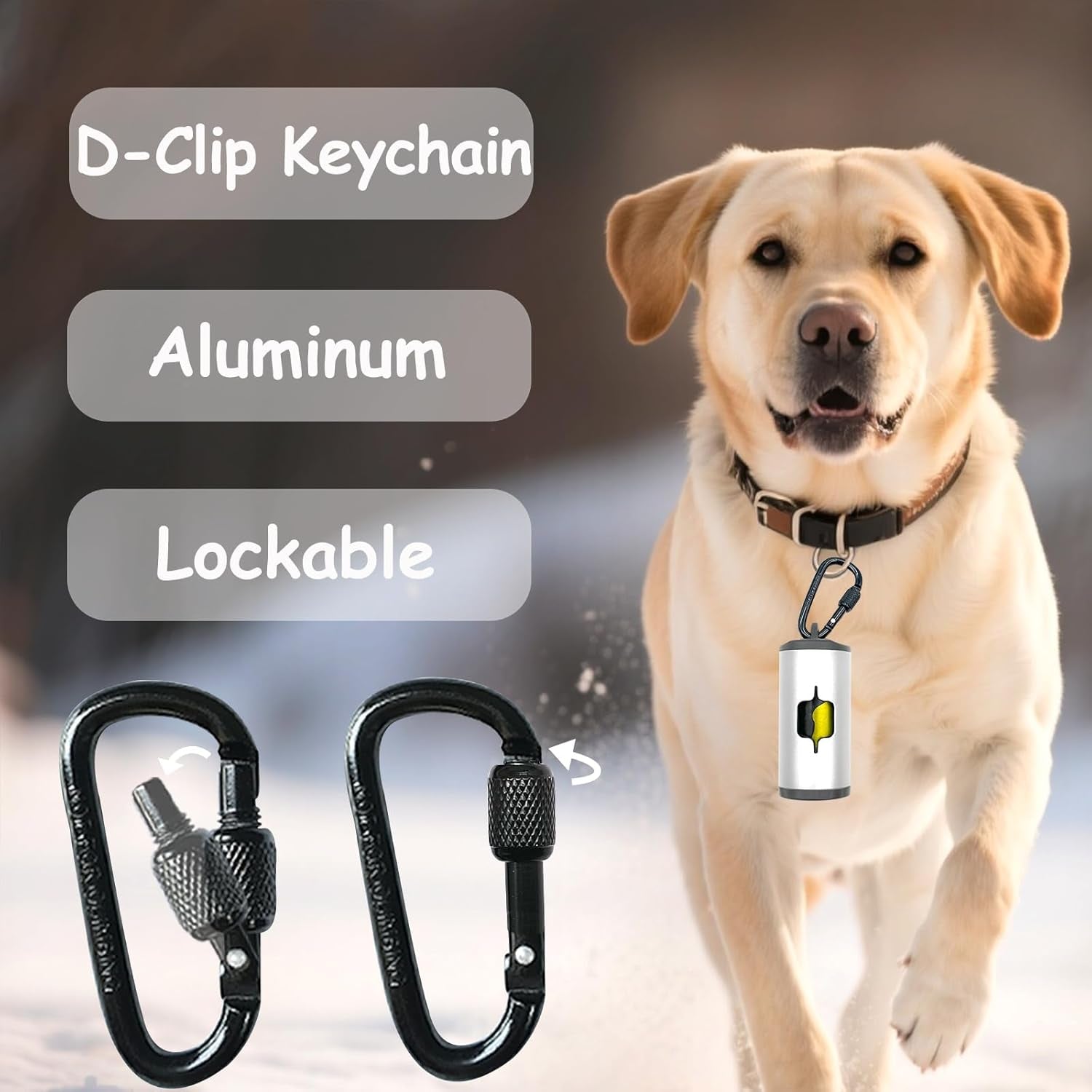 Metal Dog Poop Bag Holder W/Leash Clip