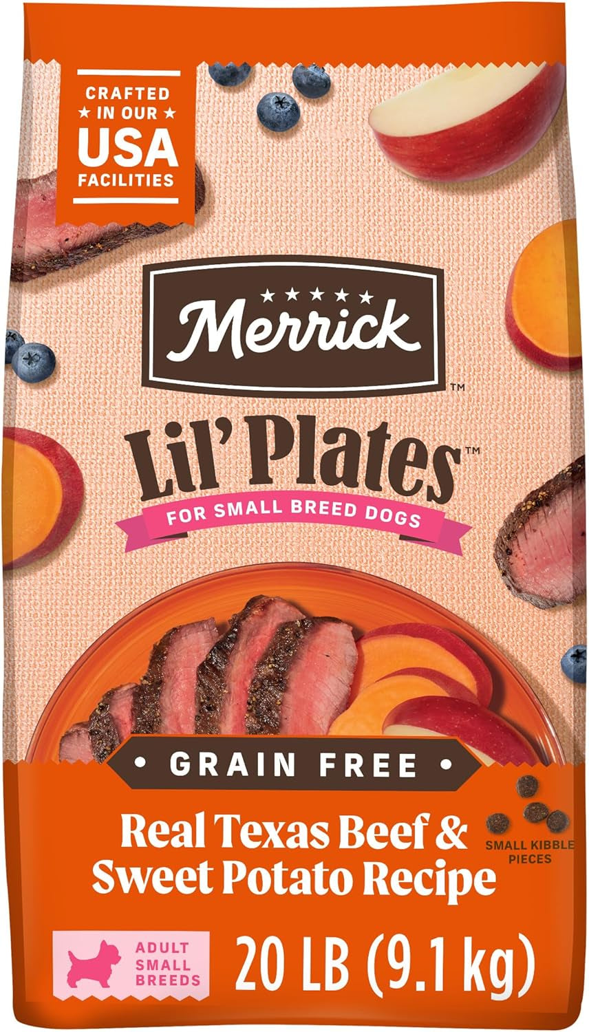 Lil’ Plates Dry Dog Food for Small Dogs, Real Texas Beef and Sweet Potato Kibble
