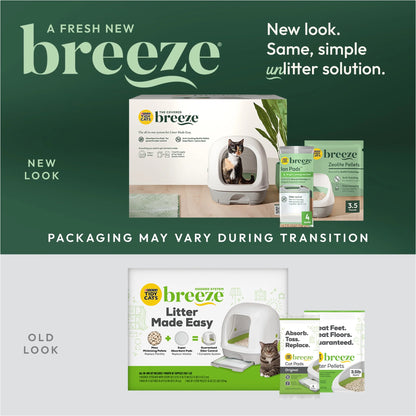 Purina  Breeze Covered Cat Litter Box System Kit with Pellet Cat Litter, Hooded Litter Box, and Litter Box Pads