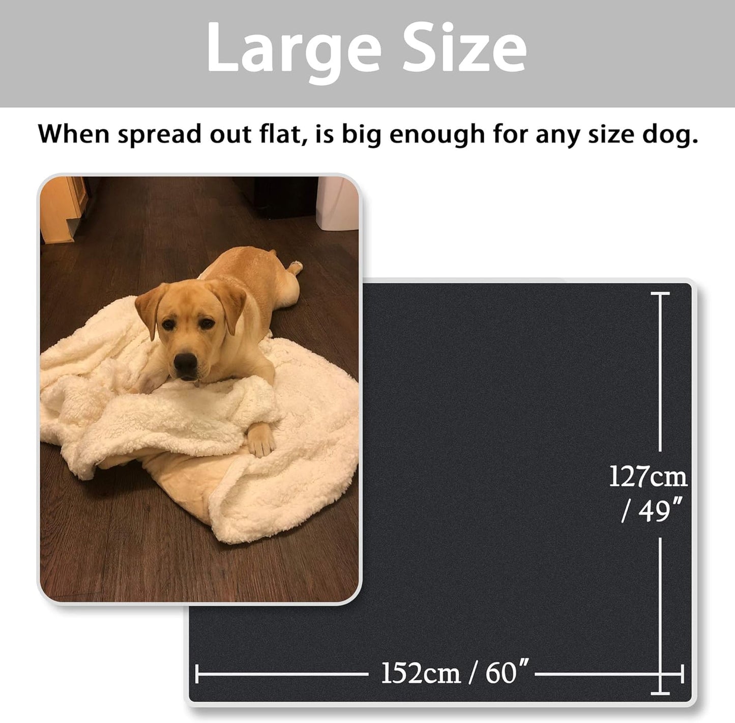 Dog Blankets for Large Dogs, Soft Fluffy Fleece Pet Blankets for Couch, Sofa, Dog Beds, Car Seats, Creat, Washable, 50X60 Inches, Black