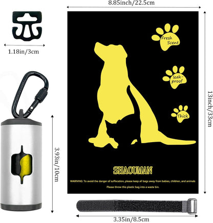 Metal Dog Poop Bag Holder W/Leash Clip