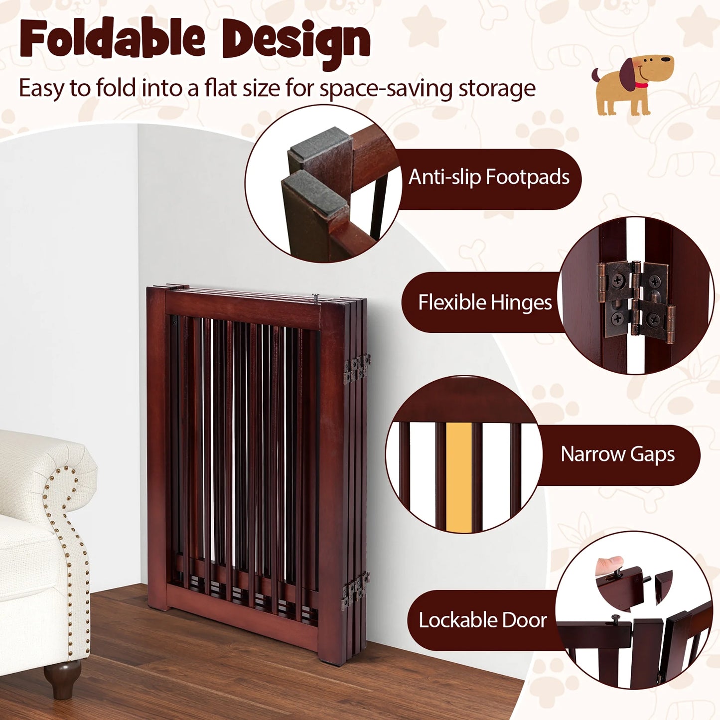 Freestanding Pet Gate 30'' Tall